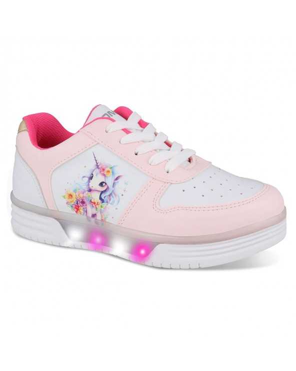 Tenis casual con luces led Niña Dominiq Mod. 2459 Estampado Unicornio