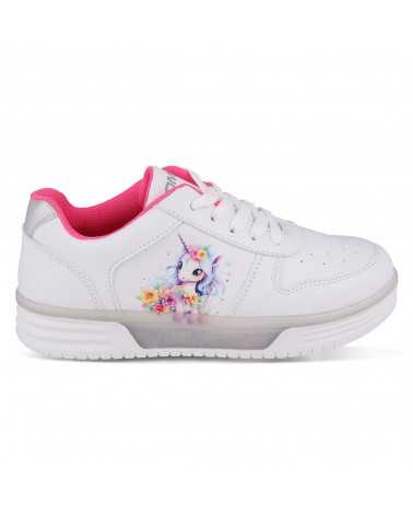 Tenis casual con luces led Niña Dominiq Mod. 2459 Estampado Unicornio