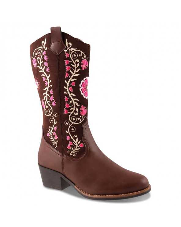 Bota Vaquera para Dama Dominiq Mod. 1396 con Bordado Floral