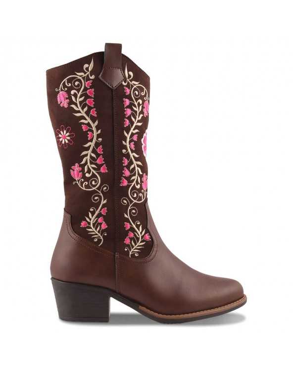 Bota Vaquera para Dama Dominiq Mod. 1396 con Bordado Floral