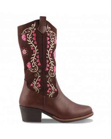 Bota Vaquera para Dama Dominiq Mod. 1396 con Bordado Floral