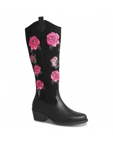 Bota Vaquera Larga para Mujer Dominiq Mod. 1151 Bordado de Rosas