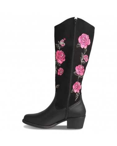 Bota Vaquera Larga para Mujer Dominiq Mod. 1151 Bordado de Rosas