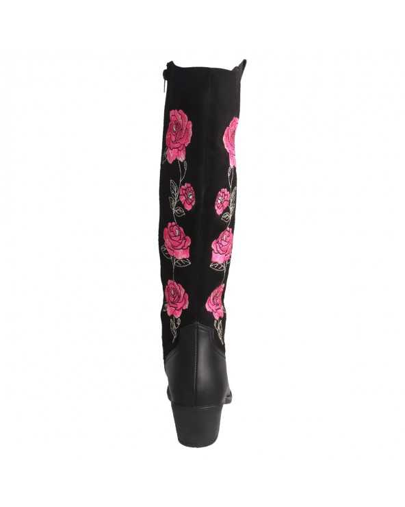 Bota Vaquera Larga para Mujer Dominiq Mod. 1151 Bordado de Rosas