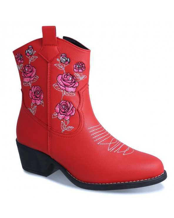 Bota Vaquera Mujer Dominiq Mod. 1155 Bordado Floral Cierre interno