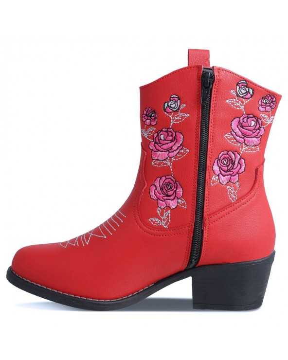 Bota Vaquera Mujer Dominiq Mod. 1155 Bordado Floral Cierre interno