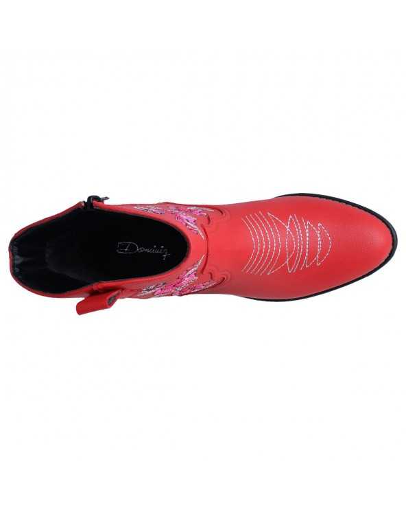 Bota Vaquera Mujer Dominiq Mod. 1155 Bordado Floral Cierre interno