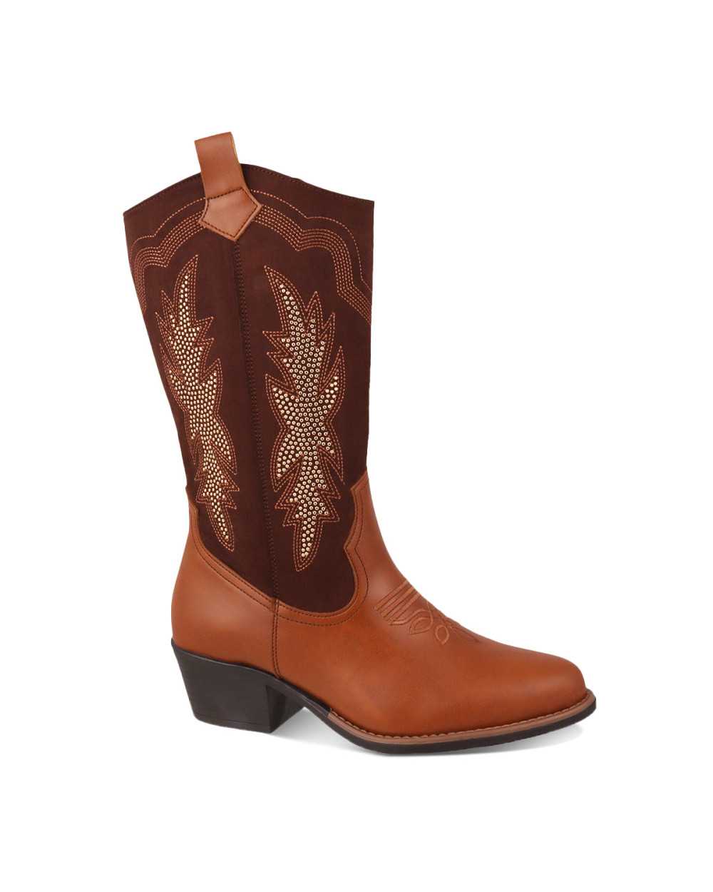 Bota Vaquera para Dama Dominiq Mod. 21151 Bordado y Estoperoles