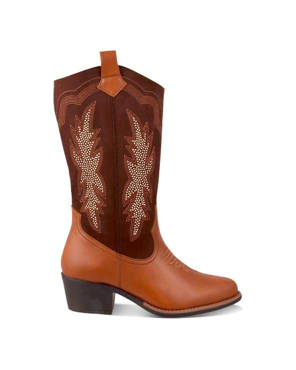 Bota Vaquera para Dama Dominiq Mod. 21151 Bordado y Estoperoles