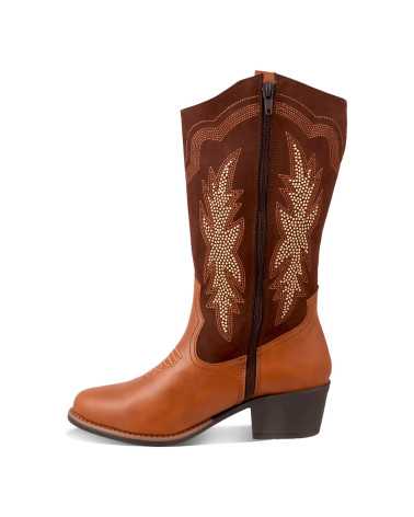 Bota Vaquera para Dama Dominiq Mod. 21151 Bordado y Estoperoles