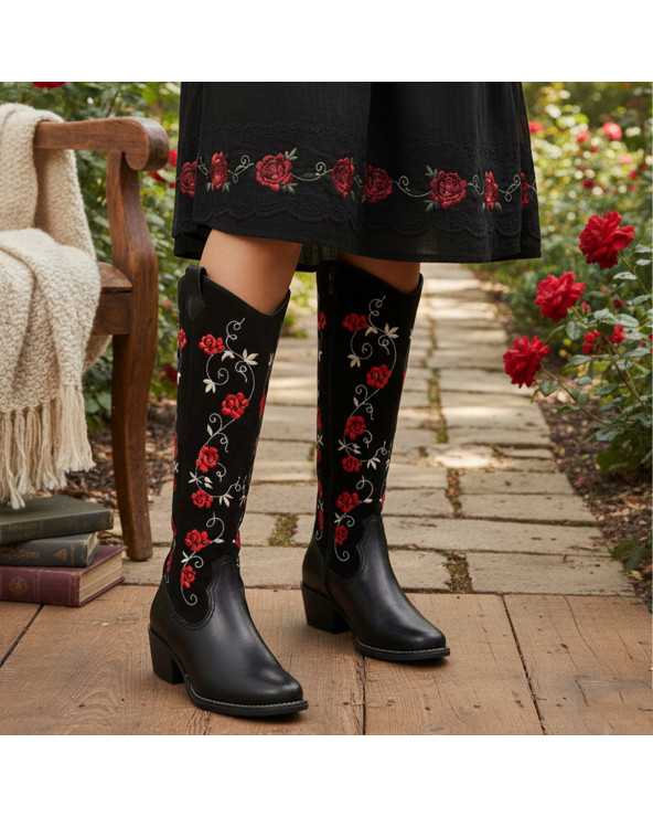 Bota Vaquera para Mujer Dominiq Mod. 1152 Bordado flores