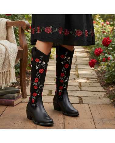 Bota Vaquera para Mujer Dominiq Mod. 1152 Bordado flores