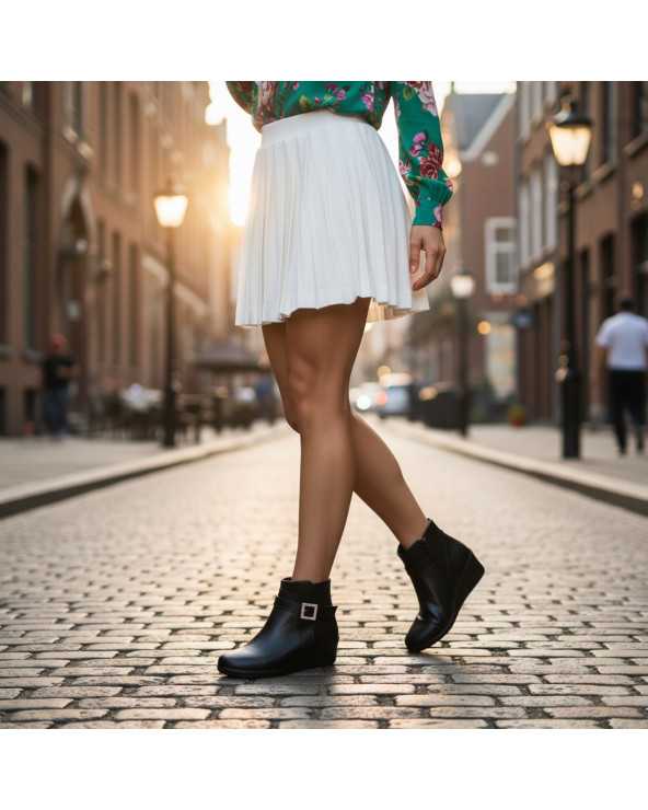 Botín Elegante Dama Nick & Wick 4435 Tacón corrido con Hebilla