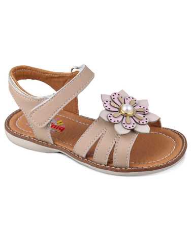 Sandalia Huarache para Niña Dominiq 320 con Flor y Velcro