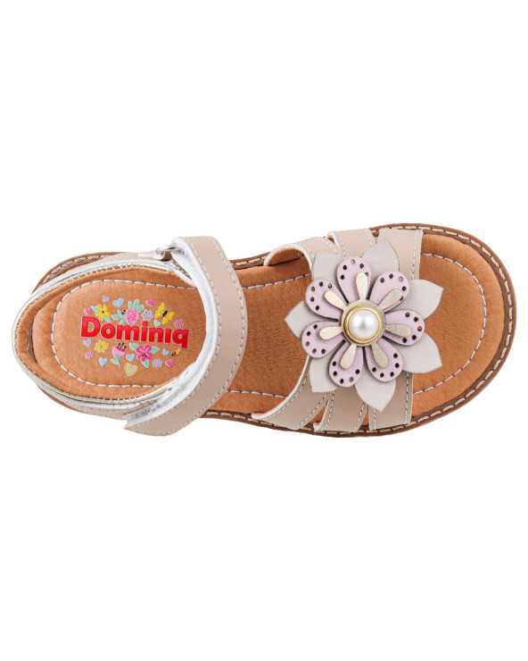 Sandalia Huarache para Niña Dominiq 320 con Flor y Velcro