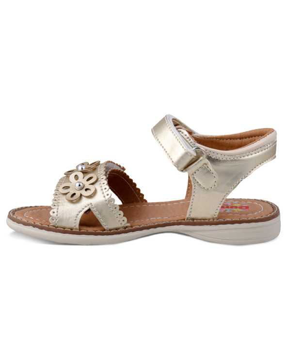 Sandalia Huarache Niña Dominiq 7083 Dorado Flores y velcro
