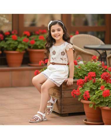 Sandalia Huarache Niña Dominiq 7081 Flores y velcro