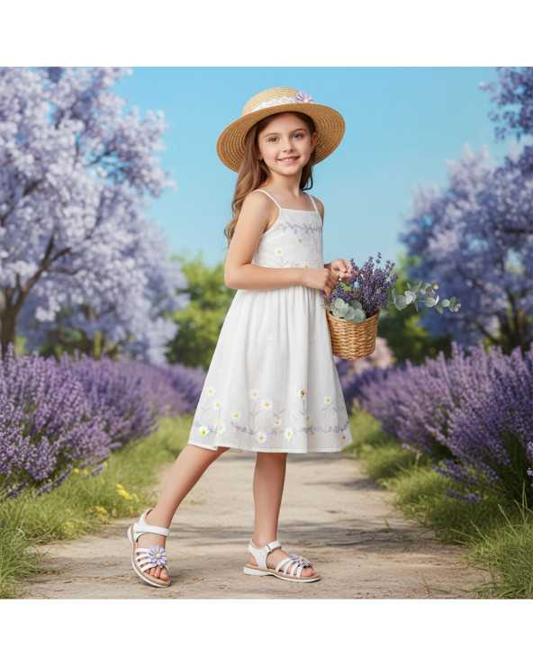 Sandalia Huarache Niña Dominiq 7082 Flor y velcro