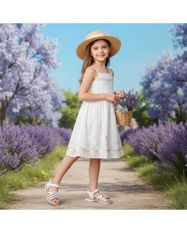 Sandalia Huarache Niña Dominiq 7082 Flor y velcro