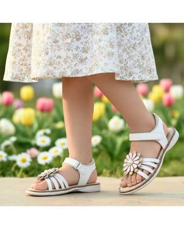 Sandalia Huarache Niña Dominiq 7082 Flor y velcro