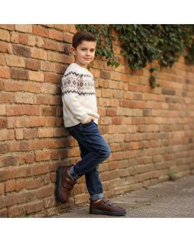 Zapato Escolar Casual para Niño Marca Lucho Mod. 131 choclo