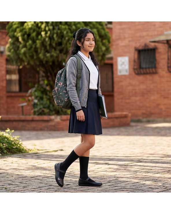 Zapato Escolar Para Niña y Jovencita Dominiq 2322 con Arco y Velcro