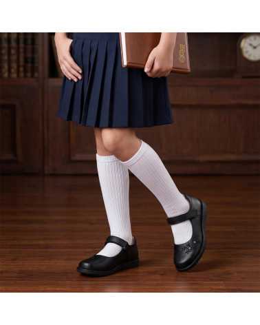 Zapato Escolar Niña Negu 104 Ajuste con Velcro y Lindo Bordado