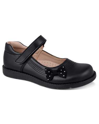 Zapato Escolar Niña Negu 105 Ajuste con Velcro y Lindo Moño