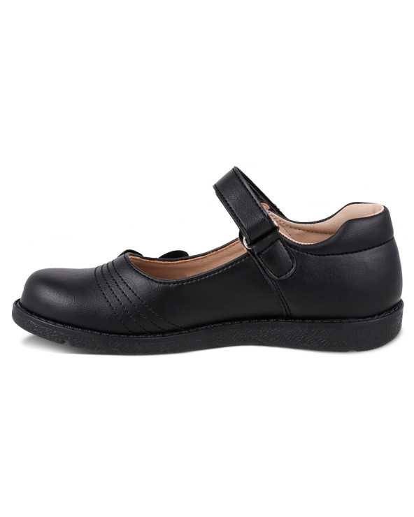 Zapato Escolar Niña Negu 105 Ajuste con Velcro y Lindo Moño