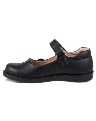 Zapato Escolar Niña Negu 105 Ajuste con Velcro y Lindo Moño