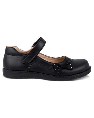 Zapato Escolar Niña Negu 105 Ajuste con Velcro y Lindo Moño