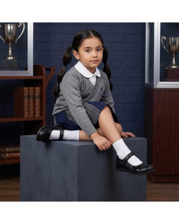 Zapato Escolar Niña Negu 105 Ajuste con Velcro y Lindo Moño