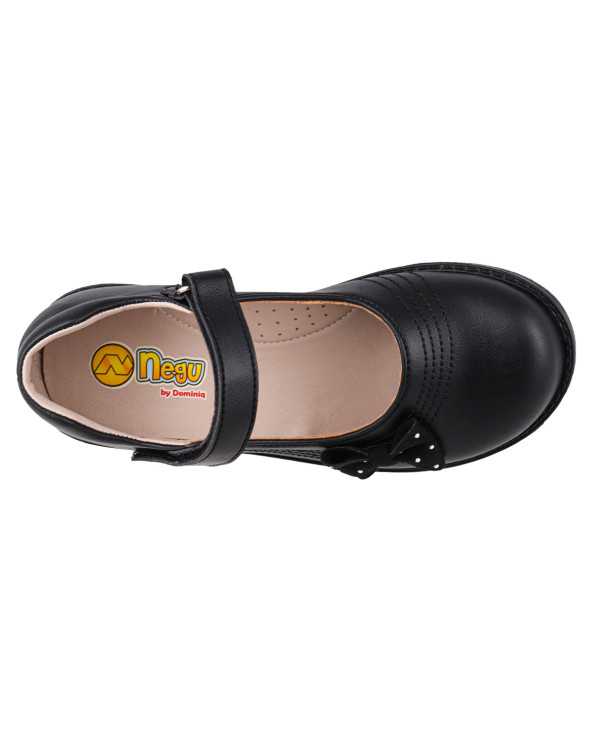 Zapato Escolar Niña Negu 105 Ajuste con Velcro y Lindo Moño