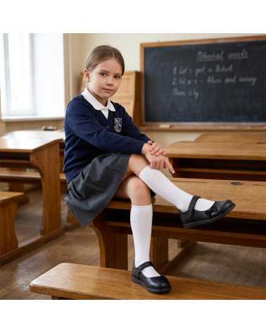 Zapato Escolar Niña Negu 105 Ajuste con Velcro y Lindo Moño