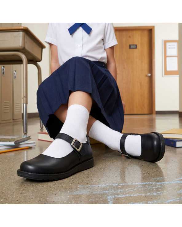 Zapato Escolar de Piel Niña y Jovencita Rokino 3631 con Arco y Hebilla