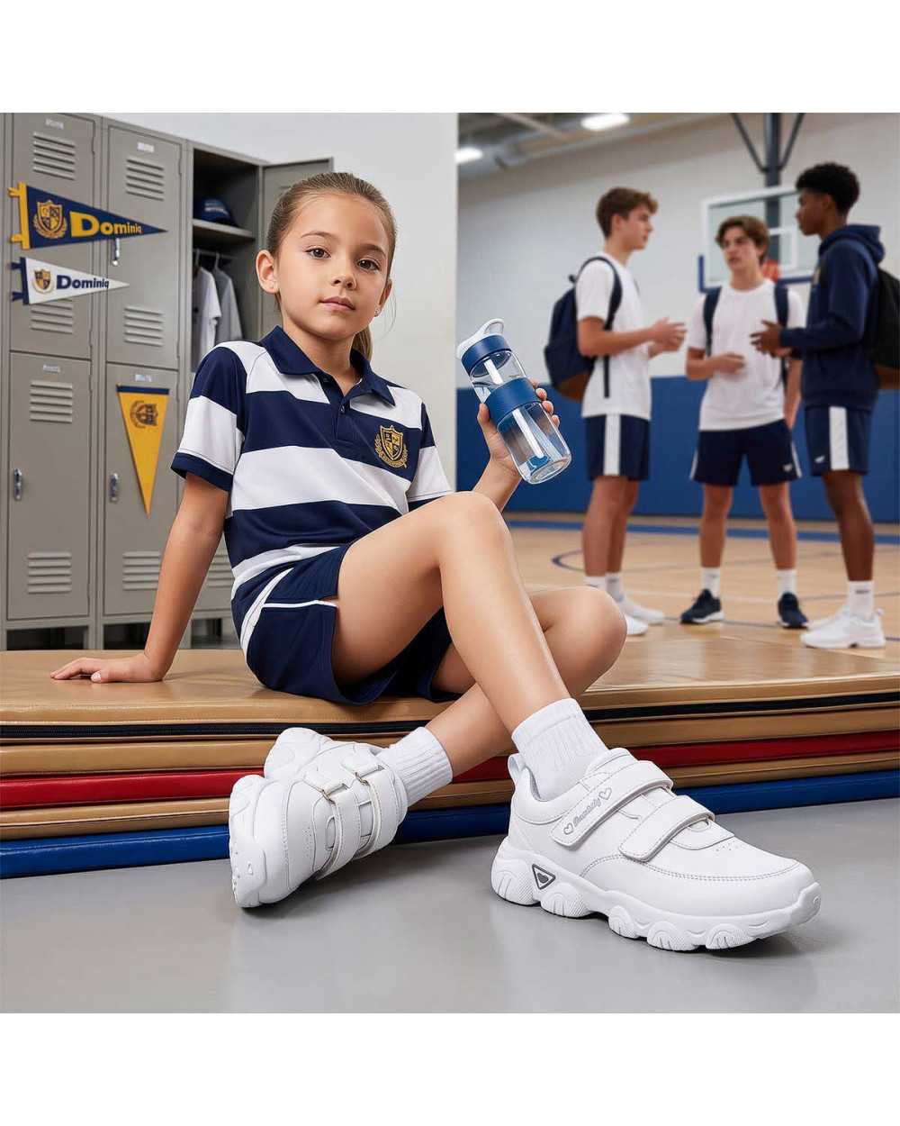 Tenis Escolar Deportivo Niña Dominiq 3602 Abrochado fácil
