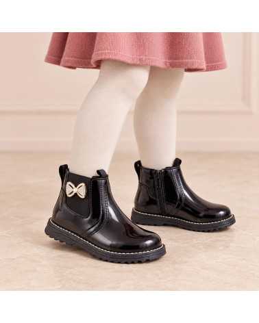 Bota Casual Niña Lucho 352 Moño Brillante Cierre Interno