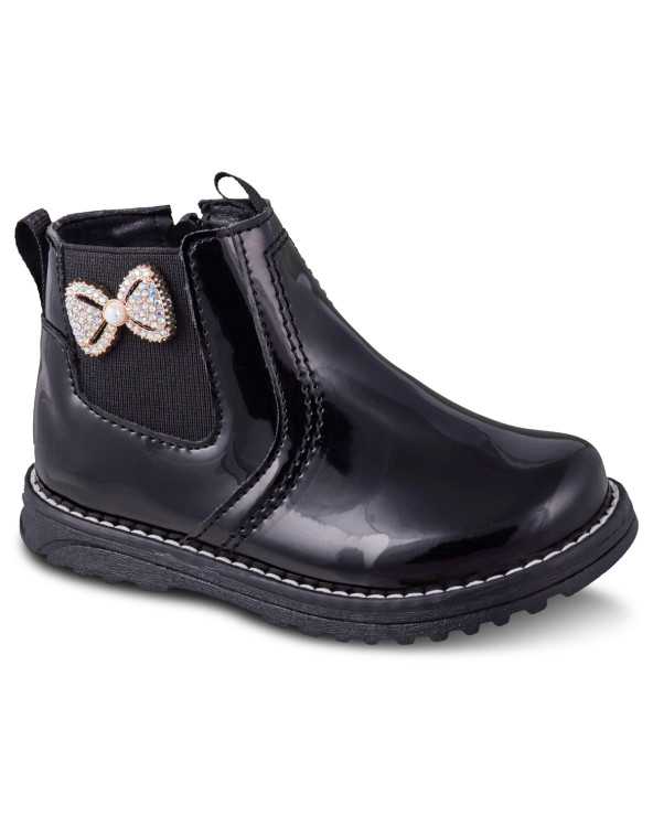 Bota Casual Niña Lucho 352 Moño Brillante Cierre Interno