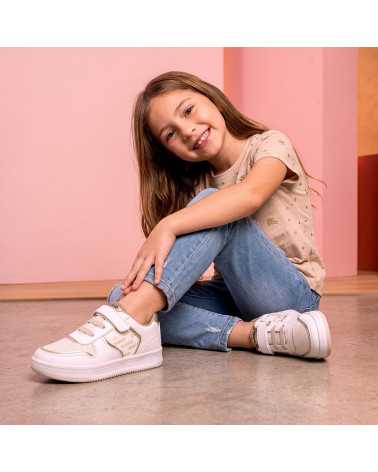 Tenis Casual Niña Dominiq 2973 Látigo velcro Detalle Dorado