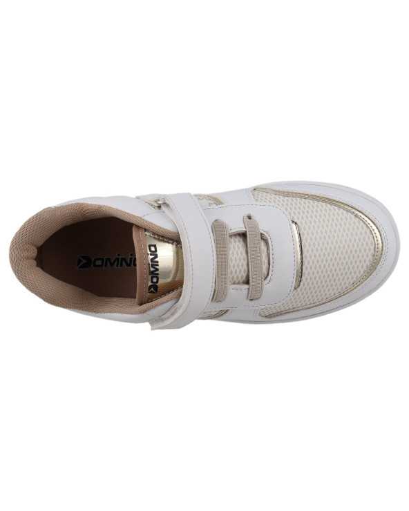 Tenis Casual Niña Dominiq 2973 Látigo velcro Detalle Dorado